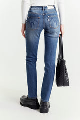 Blue Regular Waist Straight Leg Jeans
