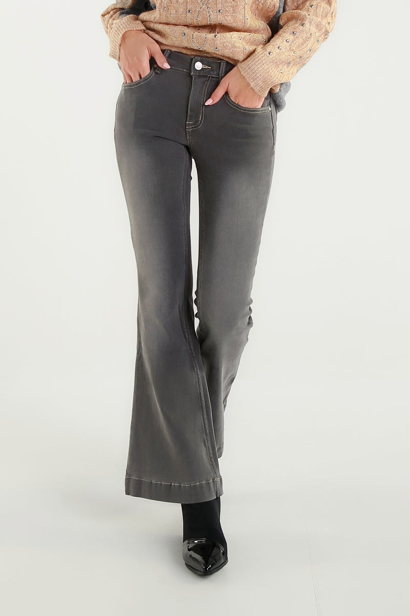 Jeans bootcut grigio délavé