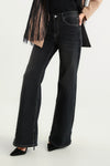 Black flare jeans with contrast stitching