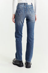 High Waisted Blue Straight Leg Jeans