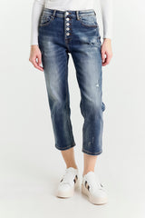 Jeans Gamba Dritta Blu Vita Regolare