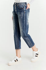 Jeans Gamba Dritta Blu Vita Regolare