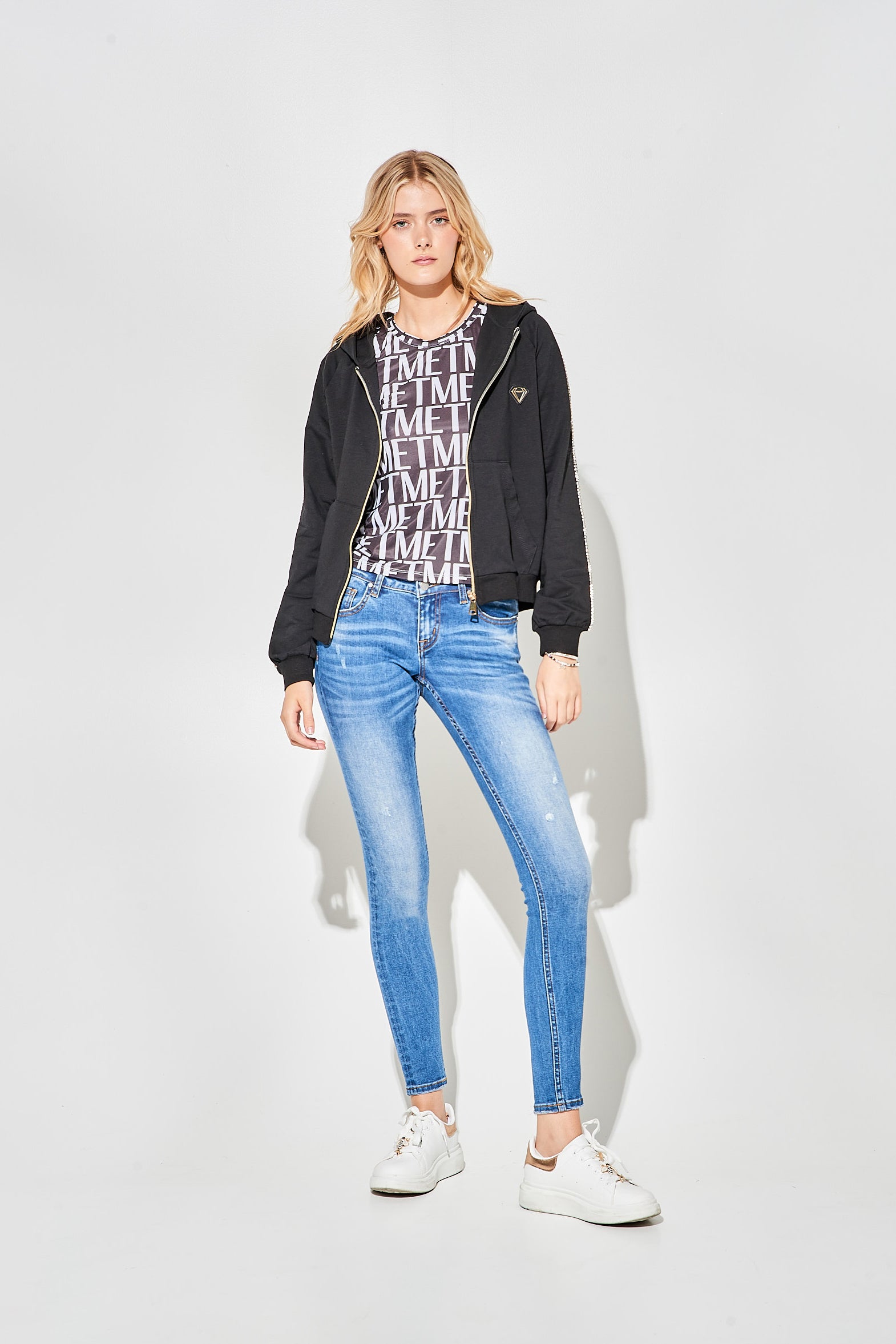 Jeans Skinny Blu a Vita Bassa