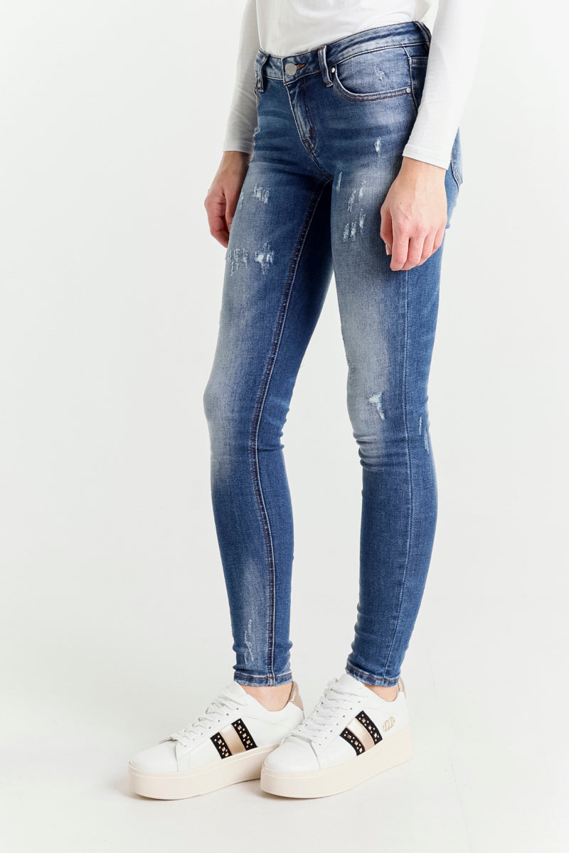 Jeans Skinny Blu a Vita Regolare