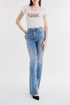 PANTALONE DENIM DRITTO CON STRASS