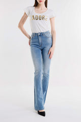 PANTALONE DENIM DRITTO CON STRASS