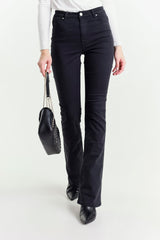 Black Regular Waist Flare Jeans