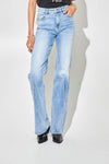 High-Waisted Light Blue Wide-Leg Jeans