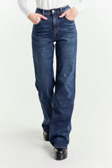 High Waisted Dark Blue Flared Jeans