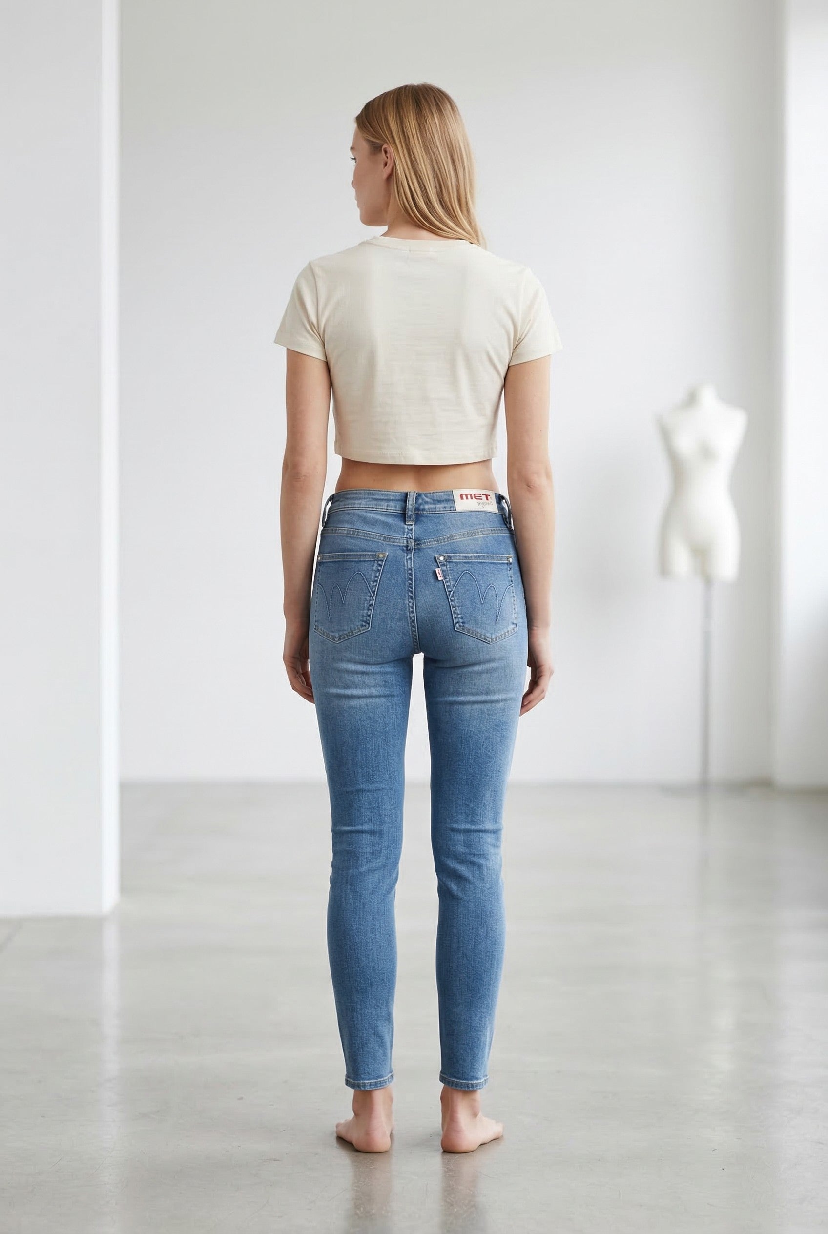 Jeans Donna Skinny Fit con Strass – Denim Blu, Vita Media