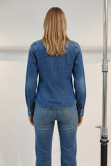 Camicia Donna in Denim con Strass – Lavaggio Medio, Slim Fit