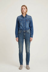 Camicia Donna in Denim con Strass – Lavaggio Medio, Slim Fit