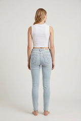 Jeans Donna Skinny Fit Denim Chiaro – Vita Media, Effetto Pulito