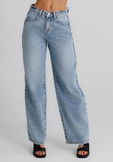 Jeans wide leg effetto used