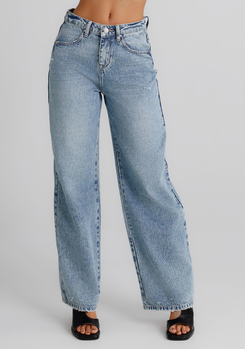 Jeans wide leg effetto used