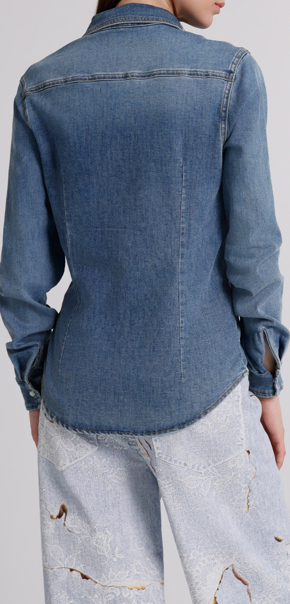 Camicia Giacca Donna in Denim – Lavaggio Medio, Taglio Slim