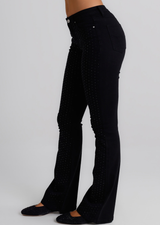 Jeans Donna Flare Fit Nero con Micro Strass – Vita Media, Effetto Glam Slanciante