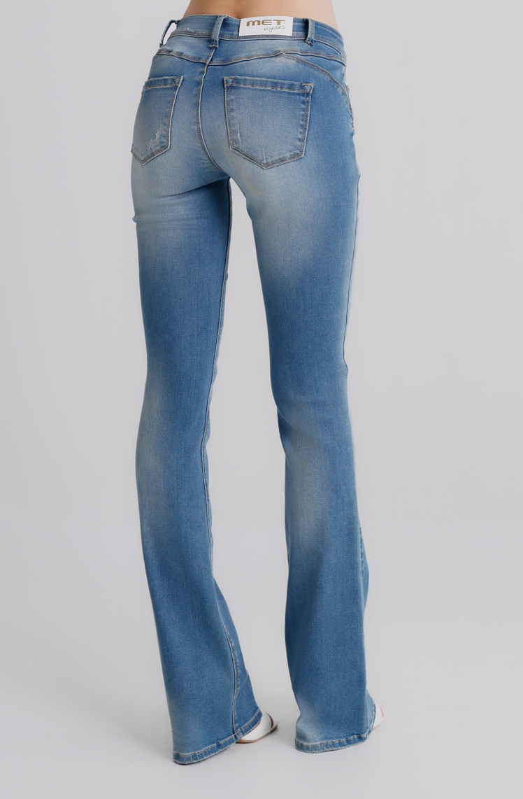 Jeans Donna Flare Fit Denim Chiaro – Vita Media, Gamba Svasata Anni ‘70