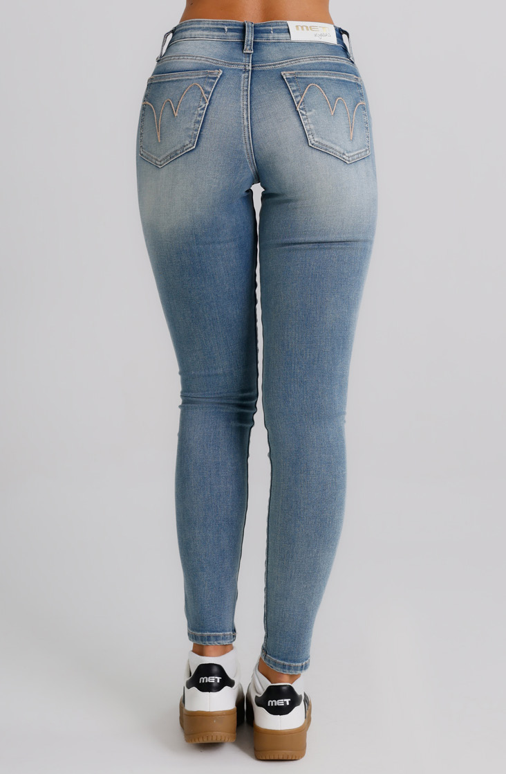 Jeans Donna Slim Fit Denim Chiaro – Vita Media, Effetto Second Skin