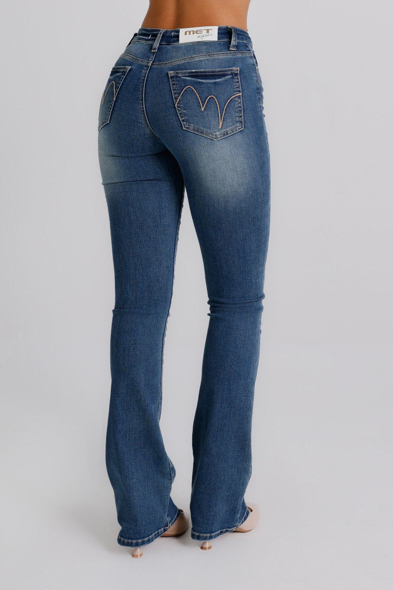 Jeans Donna Flare Fit Denim Medio – Vita Media, Gamba Svasata Effetto Slanciante