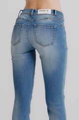 Jeans Donna Flare Fit Denim Chiaro – Vita Media, Gamba Svasata Anni ‘70