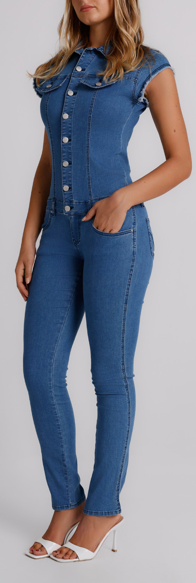Tuta Donna Denim Slim Fit Senza Maniche – Effetto Second Skin, Stile Urban Chic