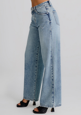 Jeans wide leg effetto used