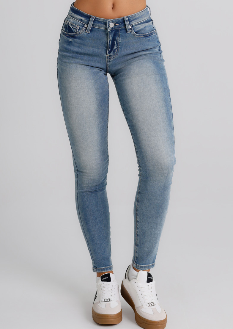Jeans Donna Slim Fit Denim Chiaro – Vita Media, Effetto Second Skin