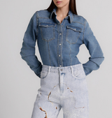 Camicia Giacca Donna in Denim – Lavaggio Medio, Taglio Slim