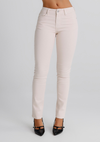 Jeans Donna Straight Fit Beige con Micro Strass – Vita Media, Stile Elegante Moderno