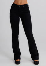 Jeans Donna Flare Fit Nero con Micro Strass – Vita Media, Effetto Glam Slanciante