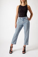Jeans Donna Cropped Straight – Denim Chiaro Lavaggio Vintage