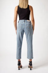 Jeans Donna Cropped Straight – Denim Chiaro Lavaggio Vintage