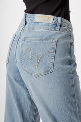 Jeans Donna Cropped Straight – Denim Chiaro Lavaggio Vintage
