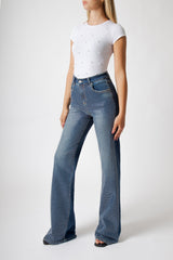 VIVI WIDE LEG TROUSERS WITH RHINESTONES